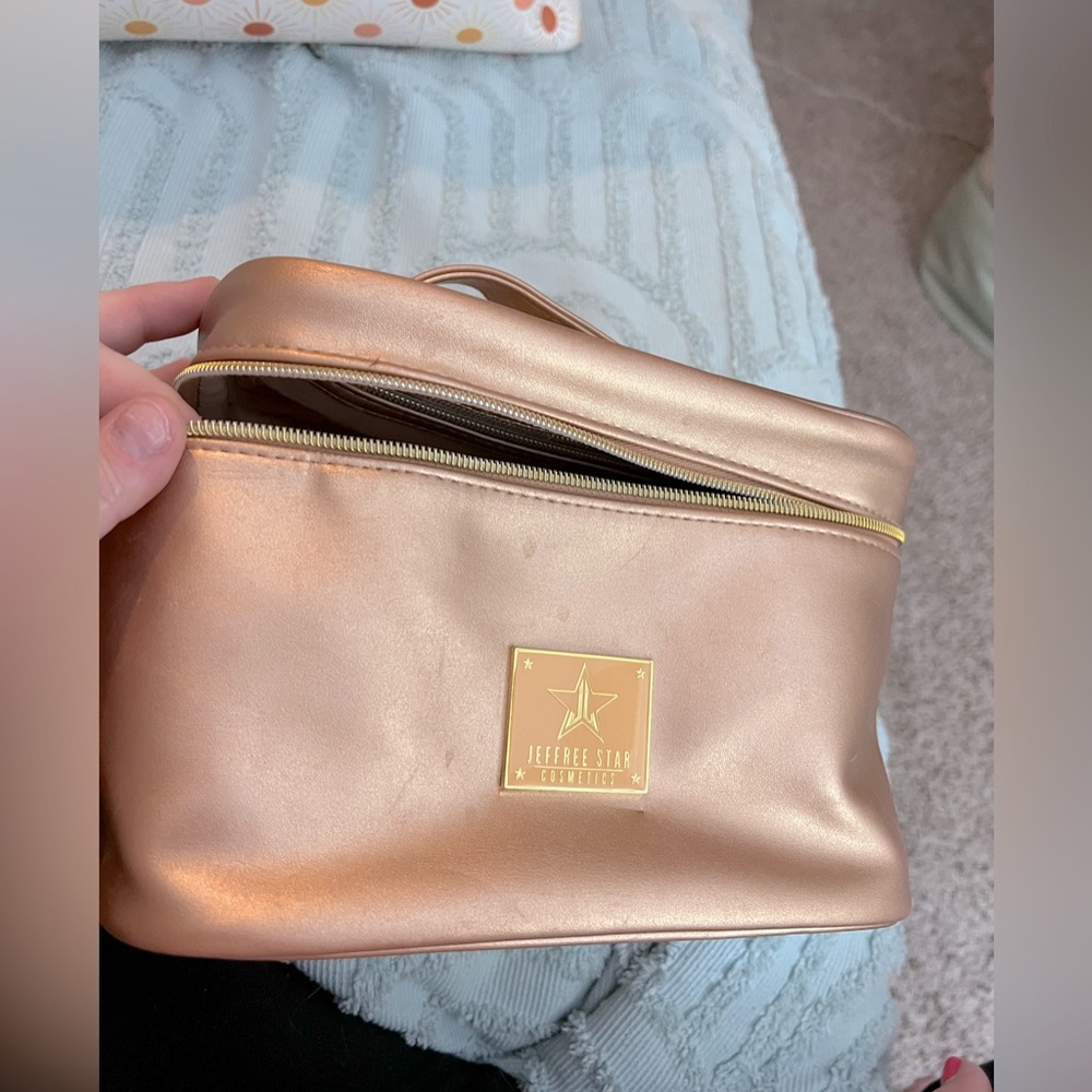 Jeffree Star Metallic Rose Gold Train Case